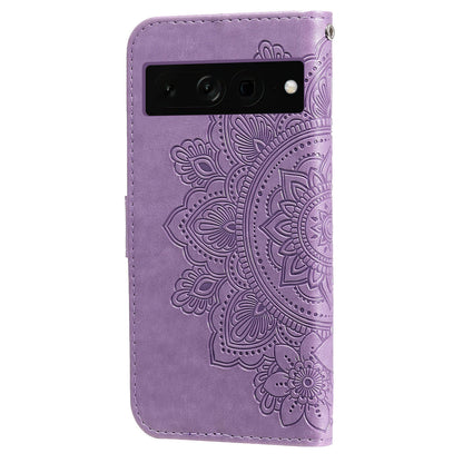 For Google Pixel 7 Pro 5G Stand Phone Cover Magnetic PU Leather Case Flower Imprinting Wallet