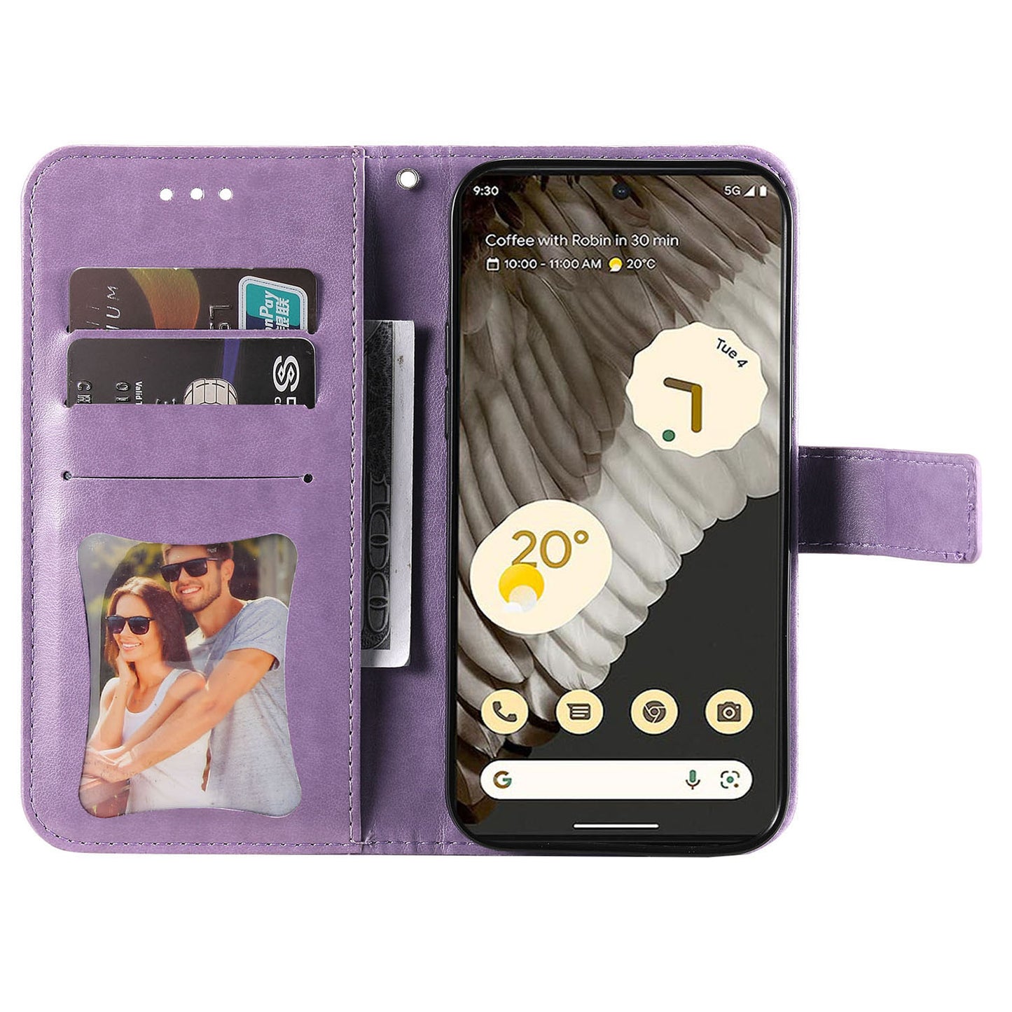 For Google Pixel 7 Pro 5G Stand Phone Cover Magnetic PU Leather Case Flower Imprinting Wallet