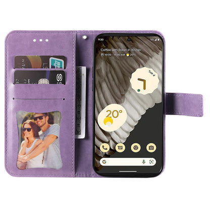 For Google Pixel 7 Pro 5G Stand Phone Cover Magnetic PU Leather Case Flower Imprinting Wallet