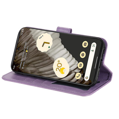 For Google Pixel 7 Pro 5G Stand Phone Cover Magnetic PU Leather Case Flower Imprinting Wallet