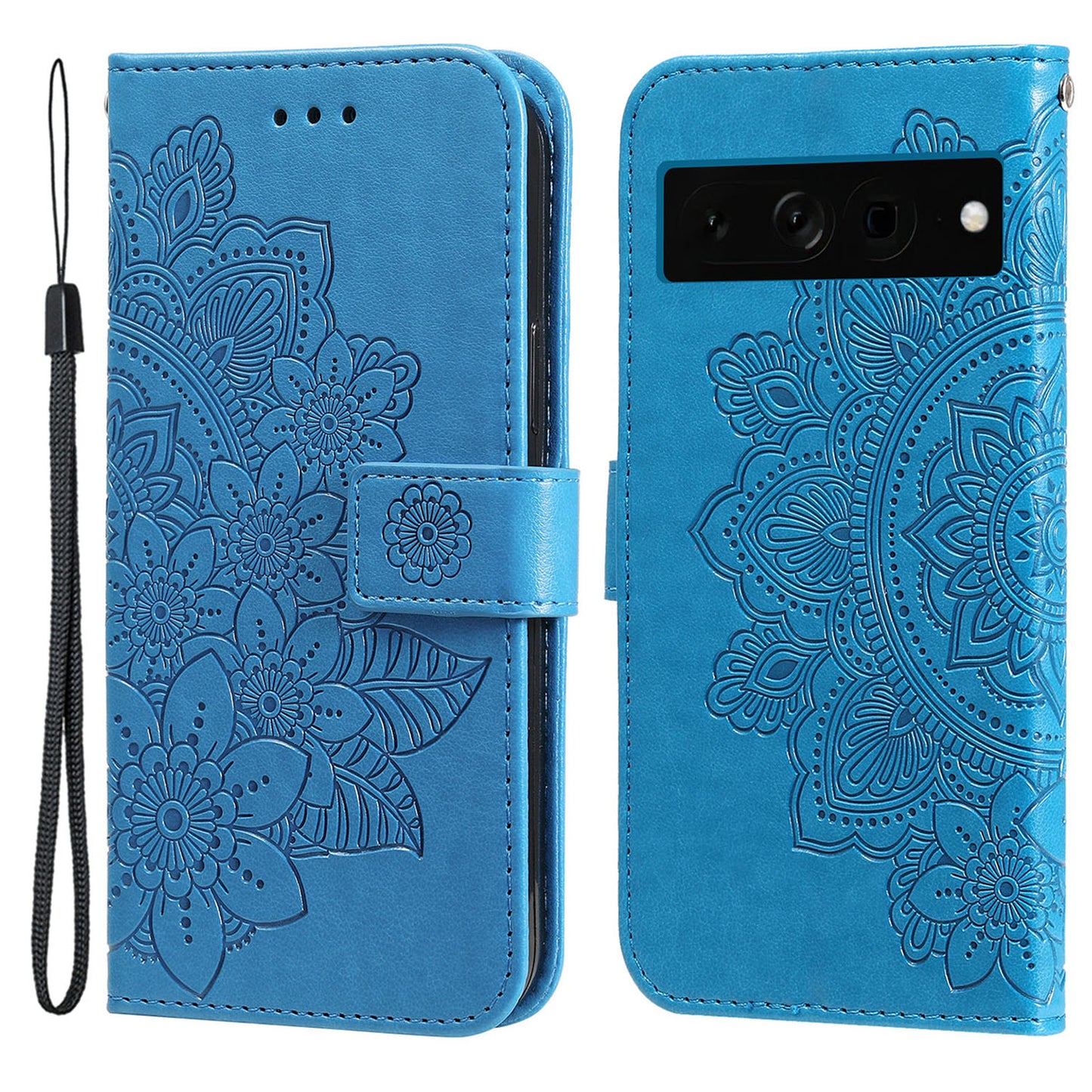 For Google Pixel 7 Pro 5G Stand Phone Cover Magnetic PU Leather Case Flower Imprinting Wallet