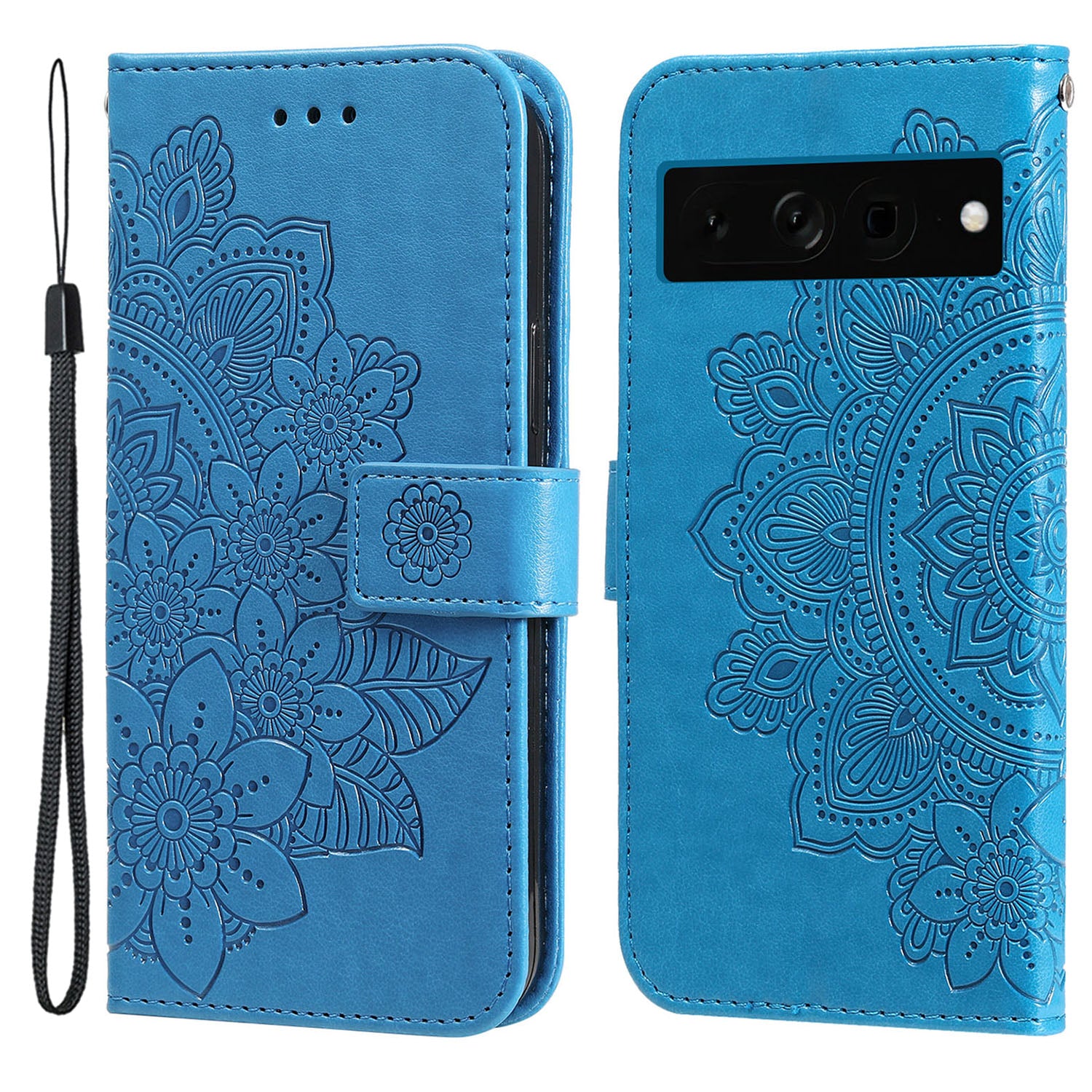 For Google Pixel 7 Pro 5G Stand Phone Cover Magnetic PU Leather Case Flower Imprinting Wallet
