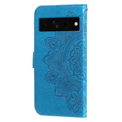For Google Pixel 7 Pro 5G Stand Phone Cover Magnetic PU Leather Case Flower Imprinting Wallet