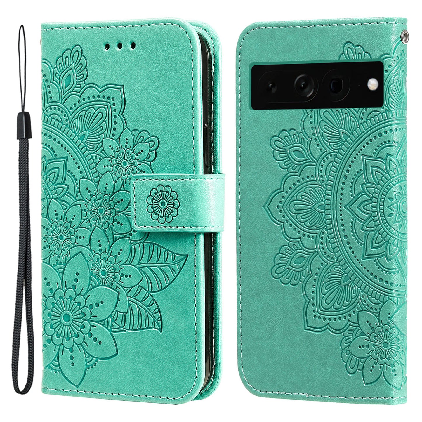 For Google Pixel 7 Pro 5G Stand Phone Cover Magnetic PU Leather Case Flower Imprinting Wallet