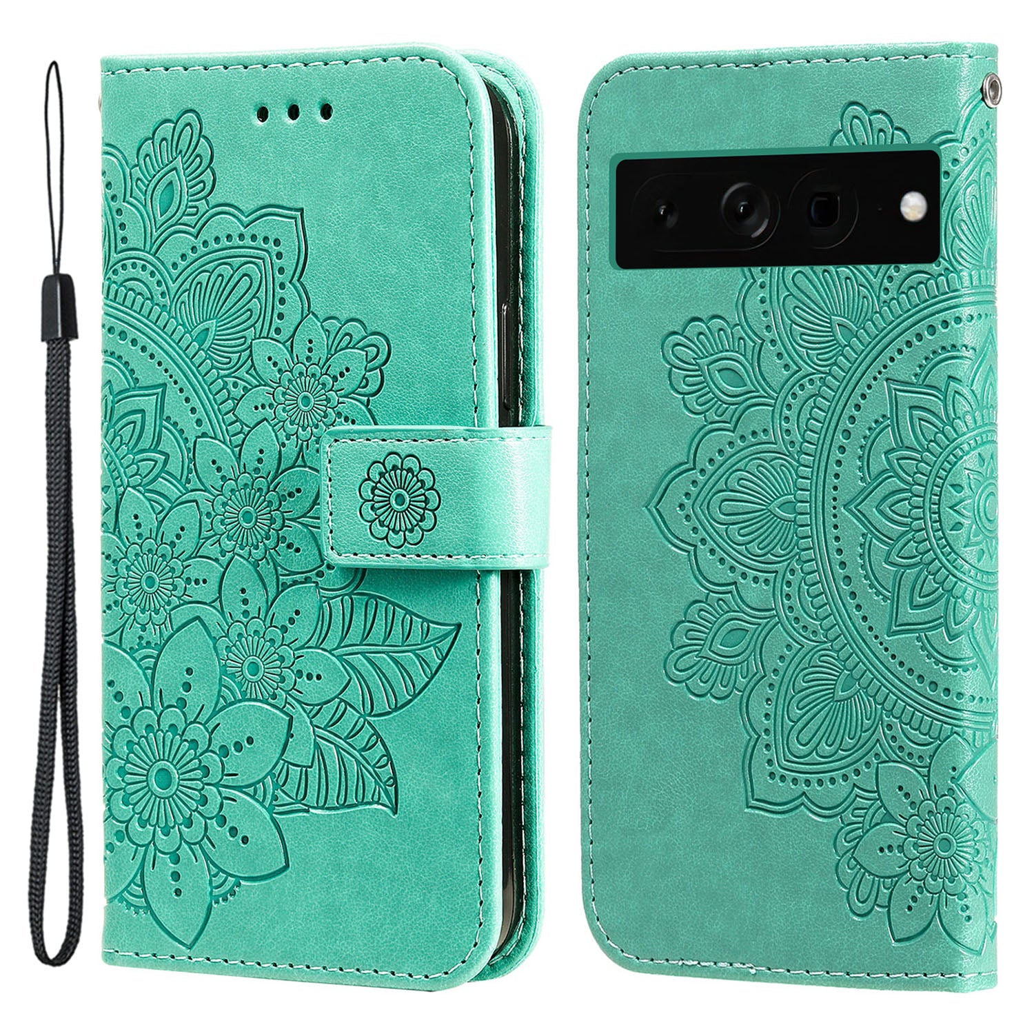 For Google Pixel 7 Pro 5G Stand Phone Cover Magnetic PU Leather Case Flower Imprinting Wallet