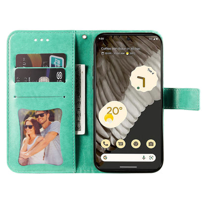 For Google Pixel 7 Pro 5G Stand Phone Cover Magnetic PU Leather Case Flower Imprinting Wallet