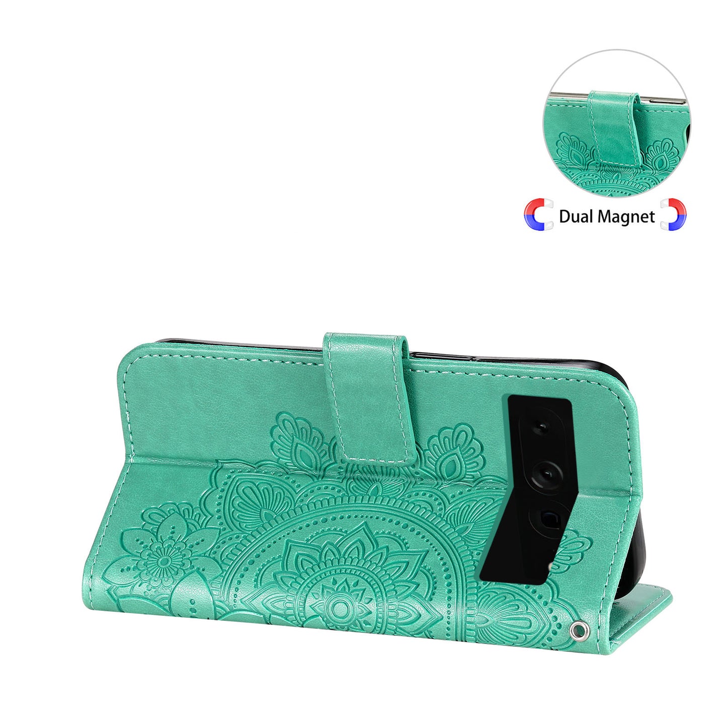For Google Pixel 7 Pro 5G Stand Phone Cover Magnetic PU Leather Case Flower Imprinting Wallet