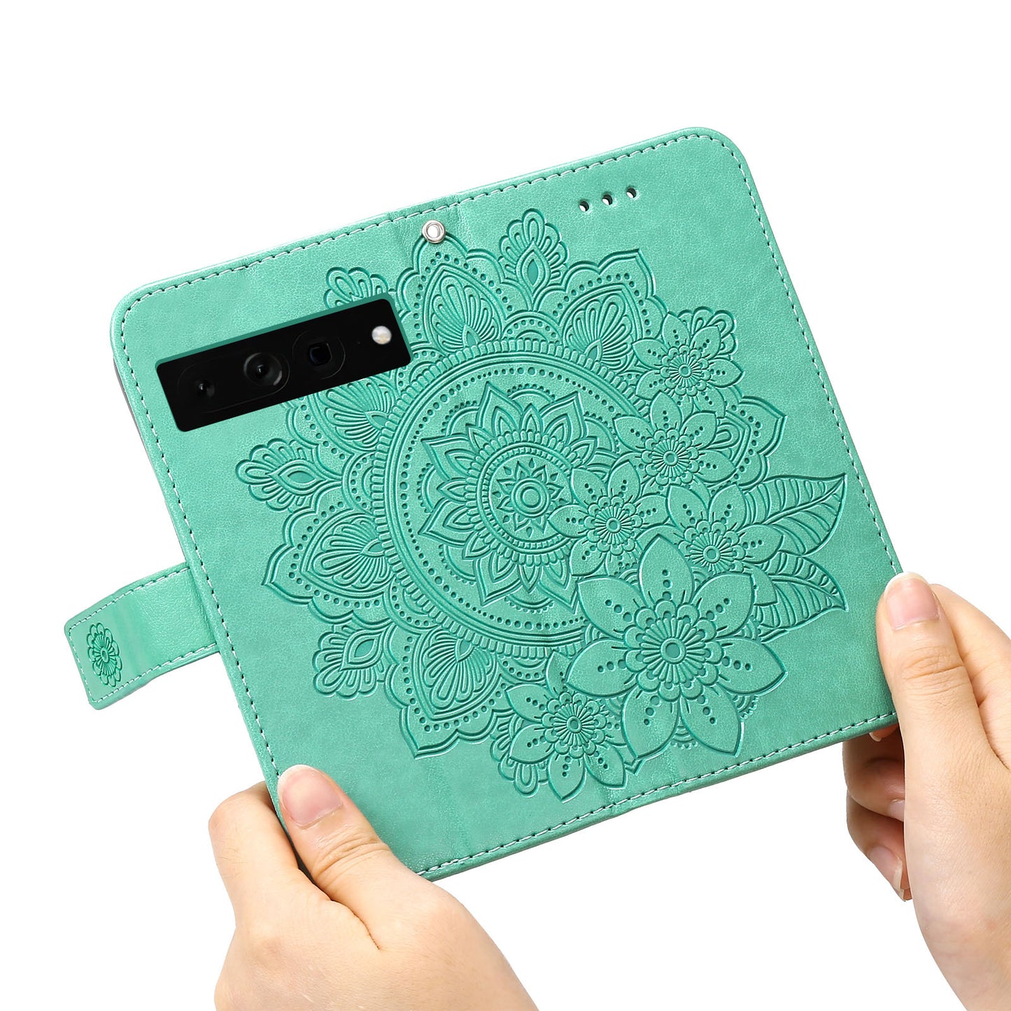 For Google Pixel 7 Pro 5G Stand Phone Cover Magnetic PU Leather Case Flower Imprinting Wallet