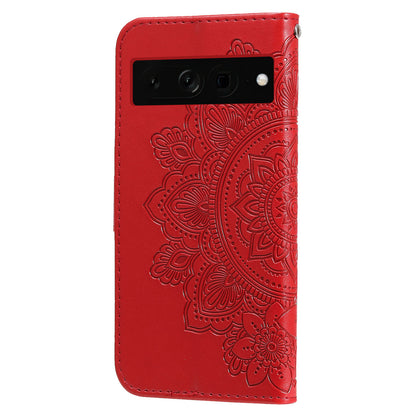 For Google Pixel 7 Pro 5G Stand Phone Cover Magnetic PU Leather Case Flower Imprinting Wallet