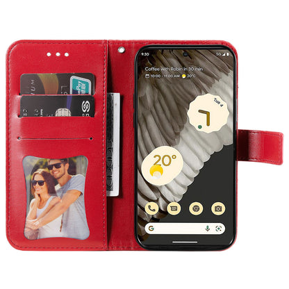 For Google Pixel 7 Pro 5G Stand Phone Cover Magnetic PU Leather Case Flower Imprinting Wallet