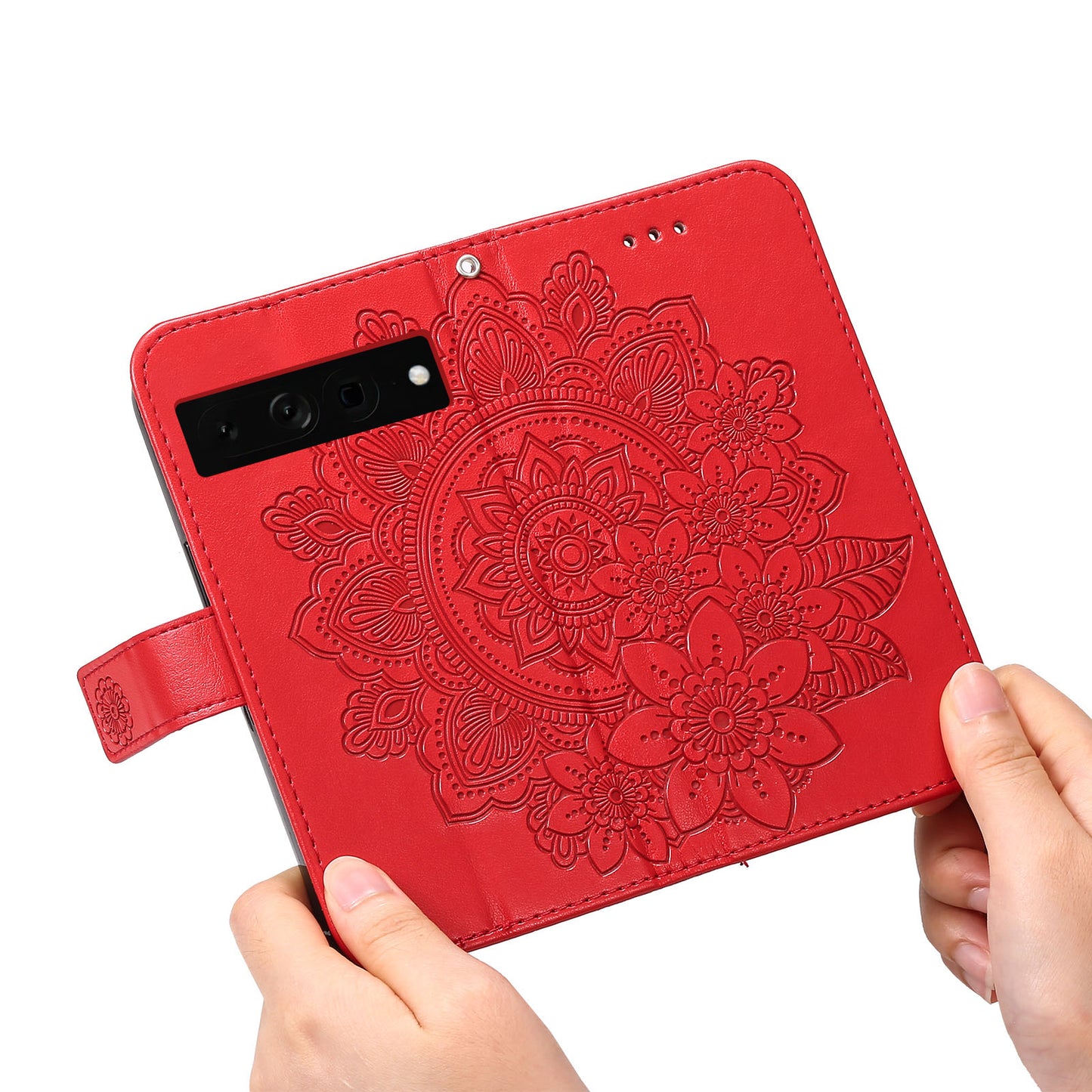 For Google Pixel 7 Pro 5G Stand Phone Cover Magnetic PU Leather Case Flower Imprinting Wallet