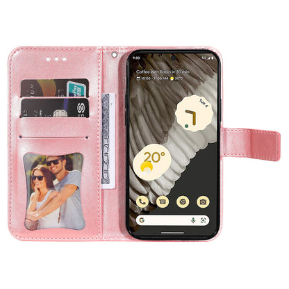 For Google Pixel 7 Pro 5G Stand Phone Cover Magnetic PU Leather Case Flower Imprinting Wallet
