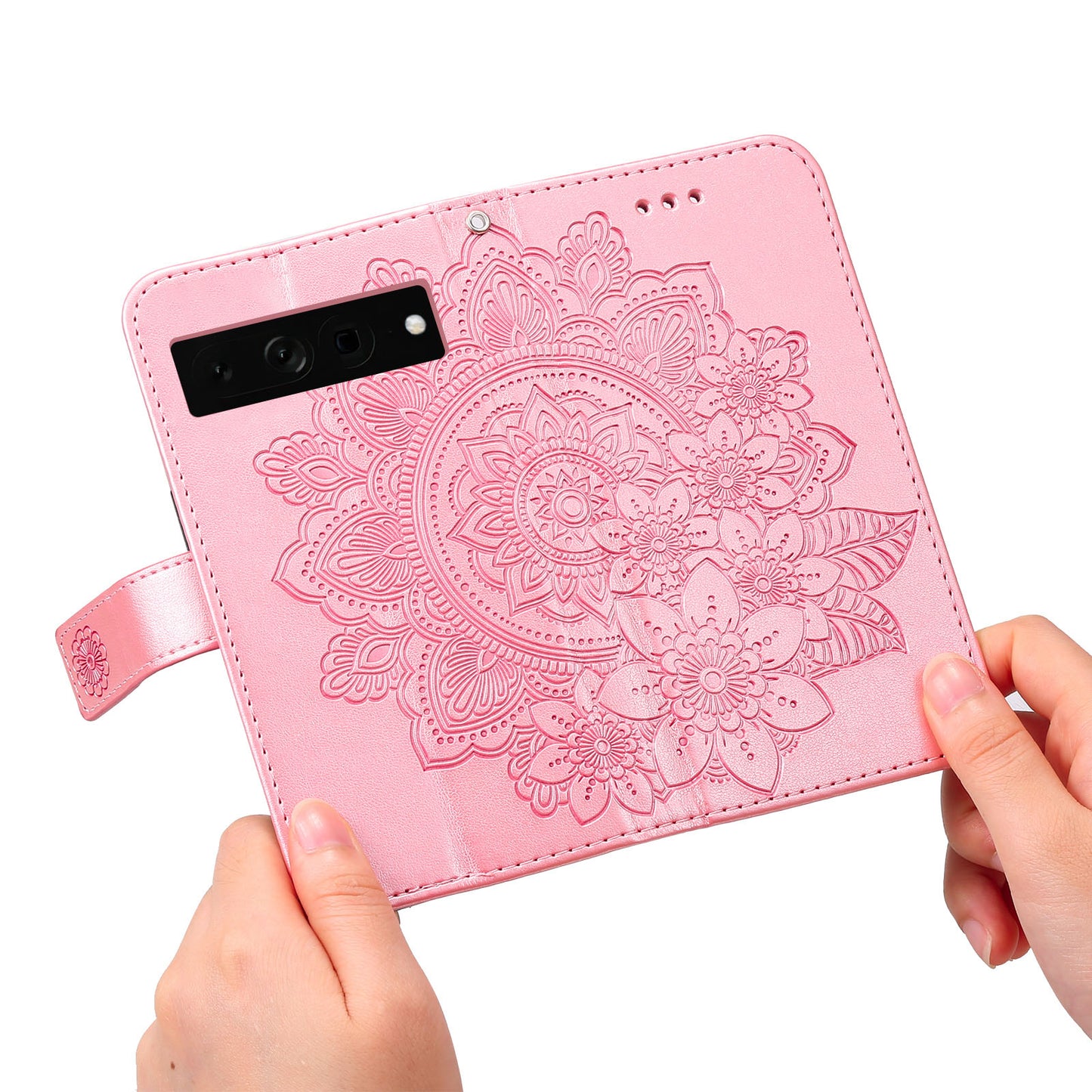 For Google Pixel 7 Pro 5G Stand Phone Cover Magnetic PU Leather Case Flower Imprinting Wallet