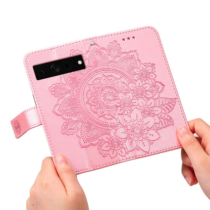 For Google Pixel 7 Pro 5G Stand Phone Cover Magnetic PU Leather Case Flower Imprinting Wallet