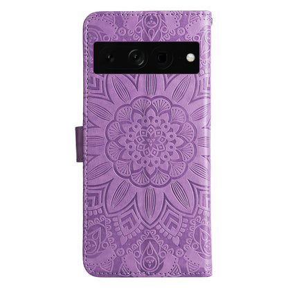 For Google Pixel 7 Pro 5G PU Leather Sunflower Imprinted Phone Case Flip Stand Wallet Cover