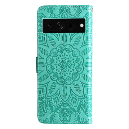 For Google Pixel 7 Pro 5G PU Leather Sunflower Imprinted Phone Case Flip Stand Wallet Cover