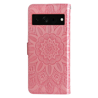 For Google Pixel 7 Pro 5G PU Leather Sunflower Imprinted Phone Case Flip Stand Wallet Cover