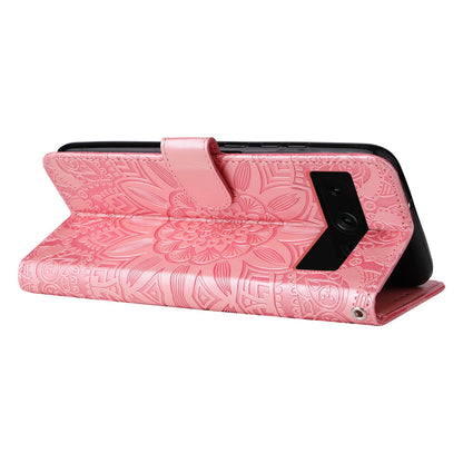 For Google Pixel 7 Pro 5G PU Leather Sunflower Imprinted Phone Case Flip Stand Wallet Cover