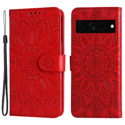 For Google Pixel 7 Pro 5G PU Leather Sunflower Imprinted Phone Case Flip Stand Wallet Cover
