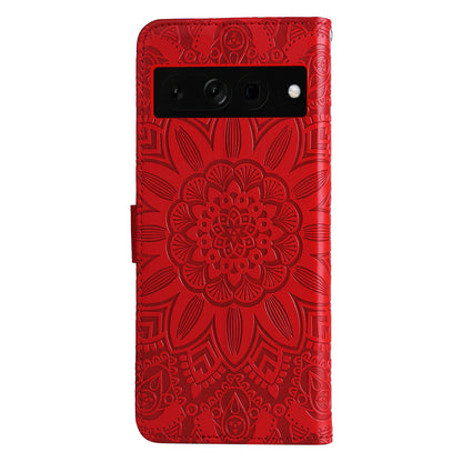 For Google Pixel 7 Pro 5G PU Leather Sunflower Imprinted Phone Case Flip Stand Wallet Cover