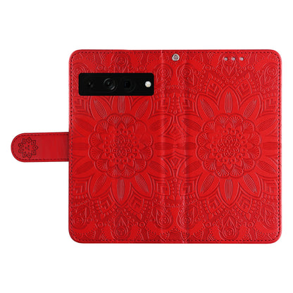 For Google Pixel 7 Pro 5G PU Leather Sunflower Imprinted Phone Case Flip Stand Wallet Cover