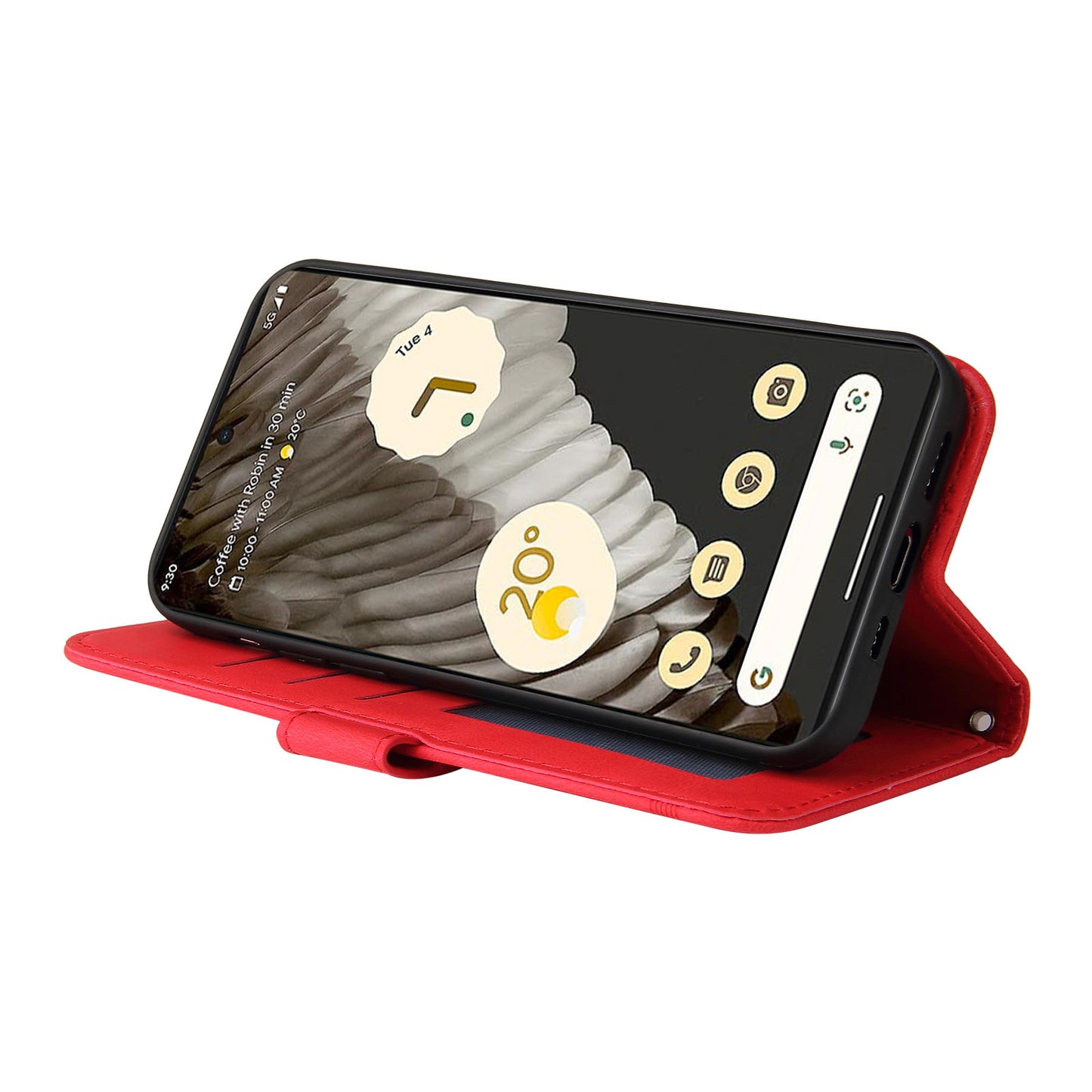 For Google Pixel 7 Pro 5G Dustproof Wallet Phone Case Imprinted Lines Stand Skin-touch PU Leather+TPU Cover