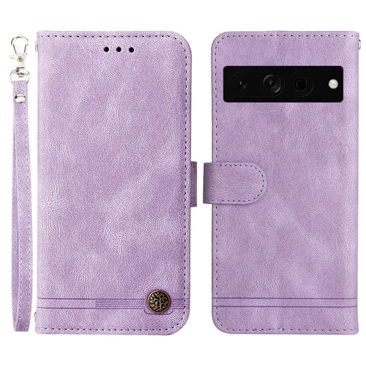 For Google Pixel 7 Pro 5G Dustproof Wallet Phone Case Imprinted Lines Stand Skin-touch PU Leather+TPU Cover