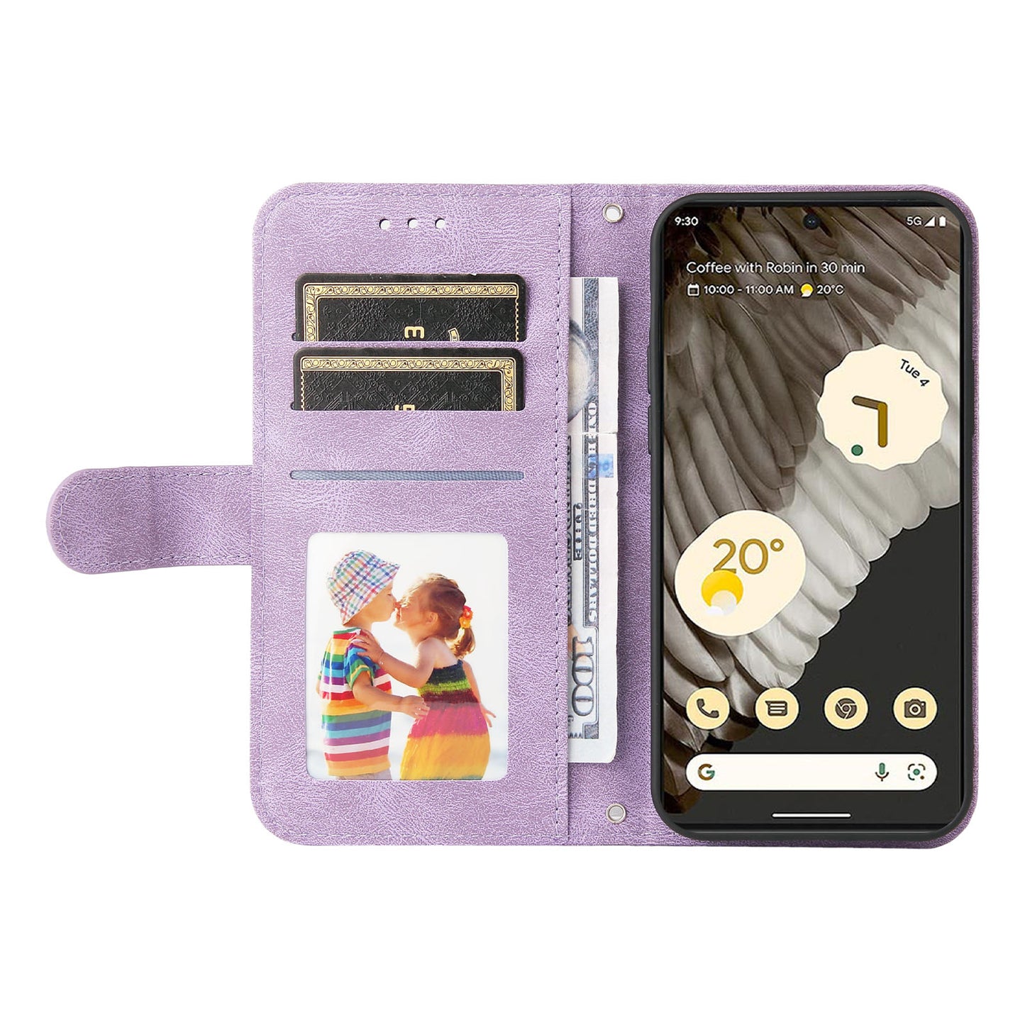 For Google Pixel 7 Pro 5G Dustproof Wallet Phone Case Imprinted Lines Stand Skin-touch PU Leather+TPU Cover