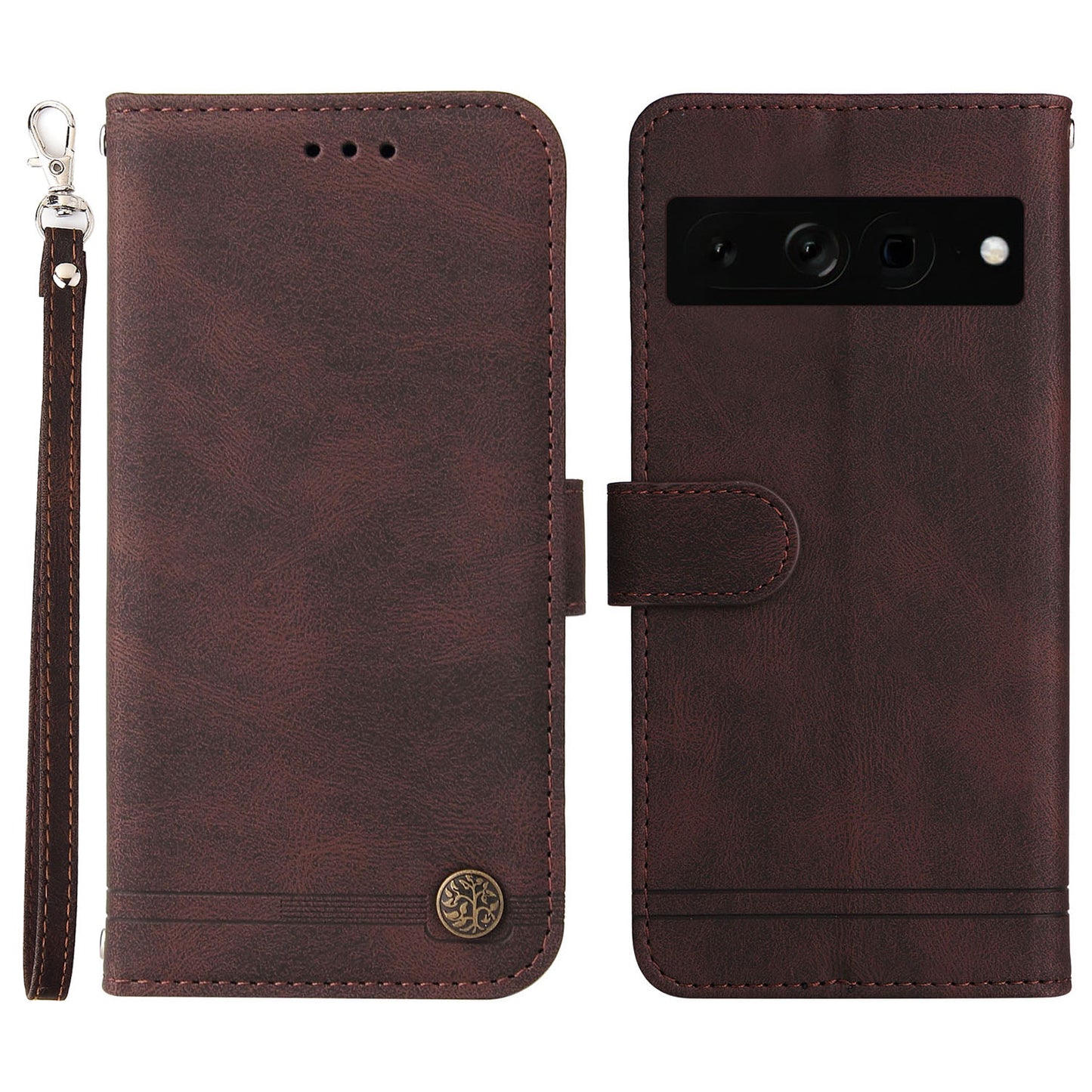 For Google Pixel 7 Pro 5G Dustproof Wallet Phone Case Imprinted Lines Stand Skin-touch PU Leather+TPU Cover