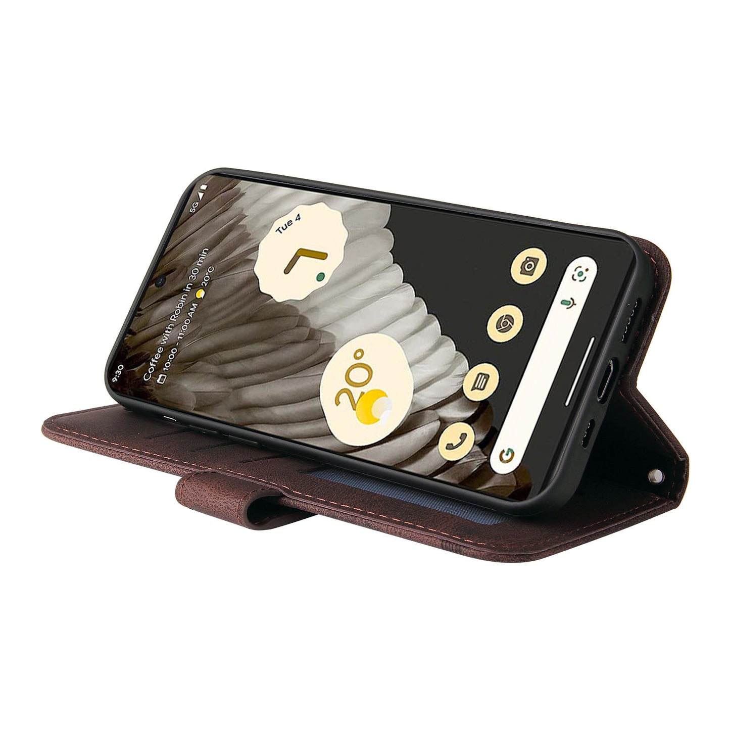 For Google Pixel 7 Pro 5G Dustproof Wallet Phone Case Imprinted Lines Stand Skin-touch PU Leather+TPU Cover