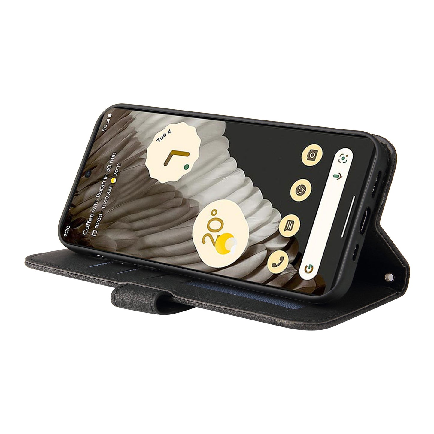 For Google Pixel 7 Pro 5G Dustproof Wallet Phone Case Imprinted Lines Stand Skin-touch PU Leather+TPU Cover