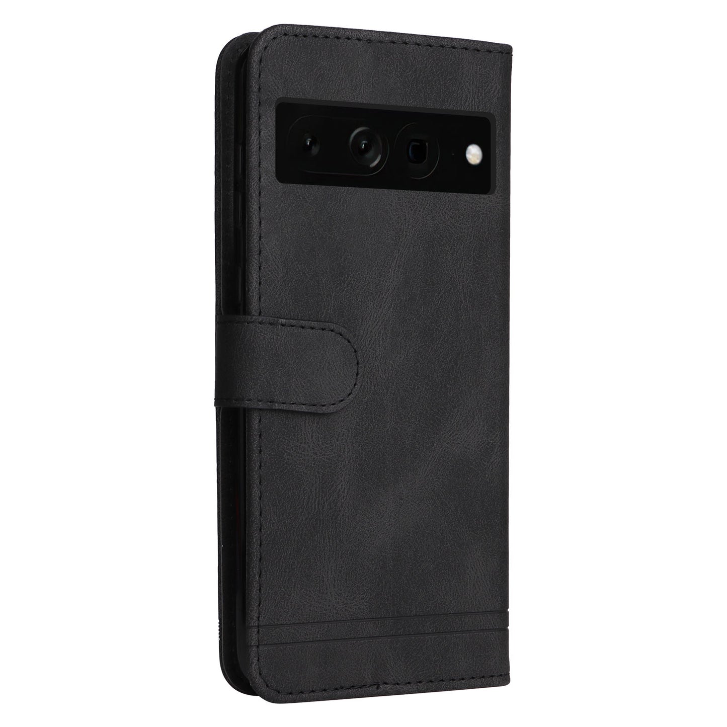 For Google Pixel 7 Pro 5G Dustproof Wallet Phone Case Imprinted Lines Stand Skin-touch PU Leather+TPU Cover