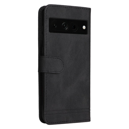 For Google Pixel 7 Pro 5G Dustproof Wallet Phone Case Imprinted Lines Stand Skin-touch PU Leather+TPU Cover
