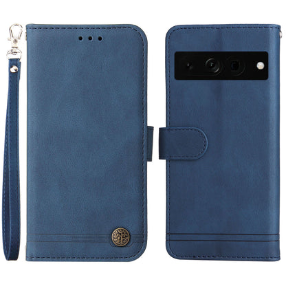 For Google Pixel 7 Pro 5G Dustproof Wallet Phone Case Imprinted Lines Stand Skin-touch PU Leather+TPU Cover