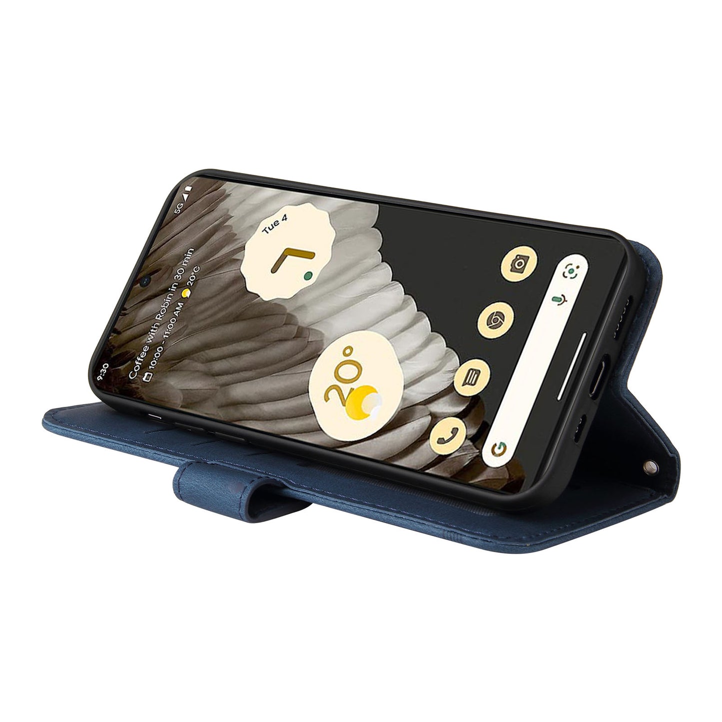 For Google Pixel 7 Pro 5G Dustproof Wallet Phone Case Imprinted Lines Stand Skin-touch PU Leather+TPU Cover