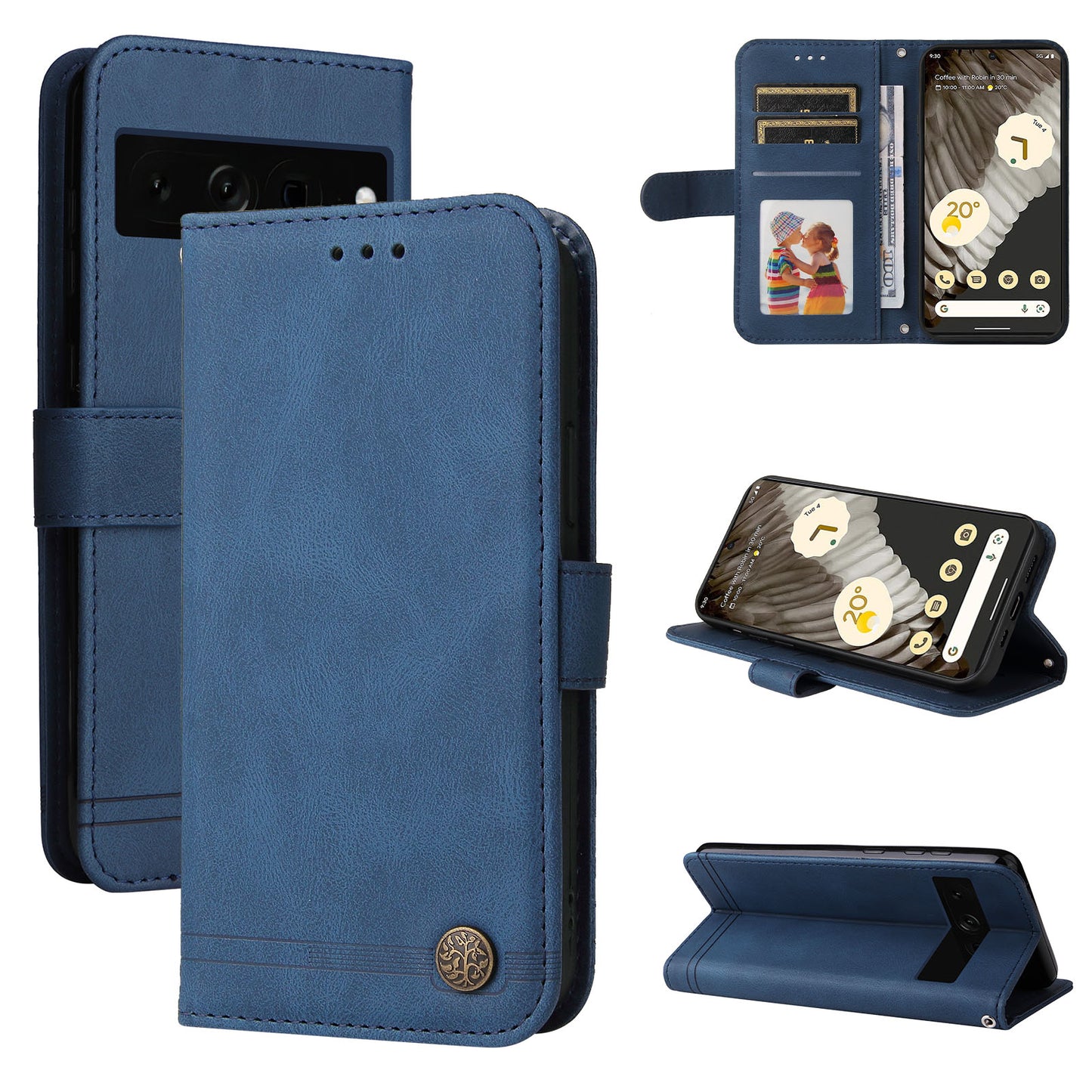 For Google Pixel 7 Pro 5G Dustproof Wallet Phone Case Imprinted Lines Stand Skin-touch PU Leather+TPU Cover