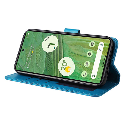 For Google Pixel 7 5G PU Leather Wallet Cover Sunflower Imprinted Flip Stand Case