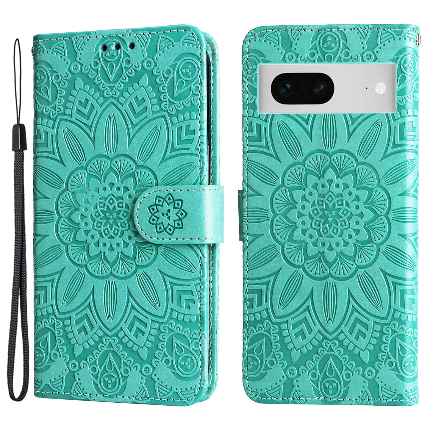 For Google Pixel 7 5G PU Leather Wallet Cover Sunflower Imprinted Flip Stand Case
