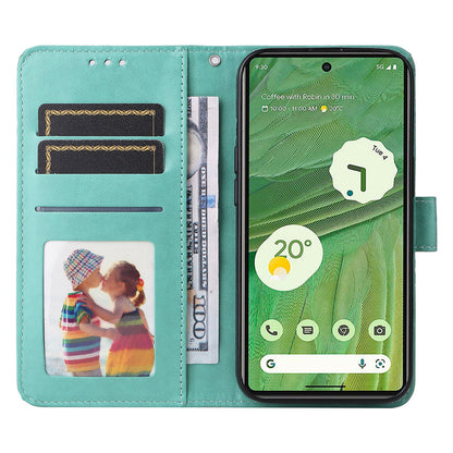 For Google Pixel 7 5G PU Leather Wallet Cover Sunflower Imprinted Flip Stand Case