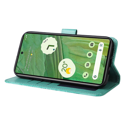 For Google Pixel 7 5G PU Leather Wallet Cover Sunflower Imprinted Flip Stand Case