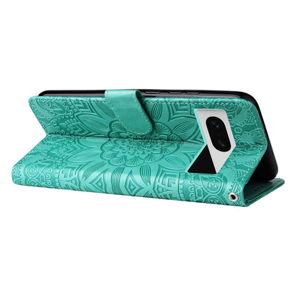For Google Pixel 7 5G PU Leather Wallet Cover Sunflower Imprinted Flip Stand Case