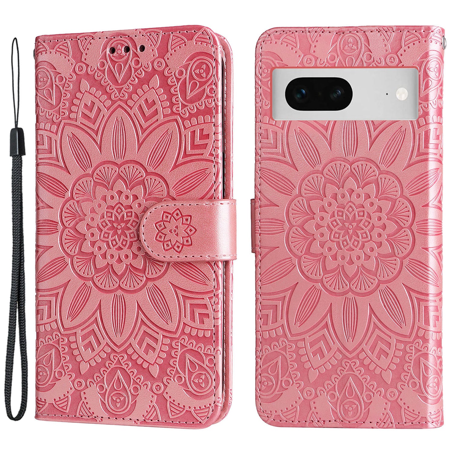 For Google Pixel 7 5G PU Leather Wallet Cover Sunflower Imprinted Flip Stand Case