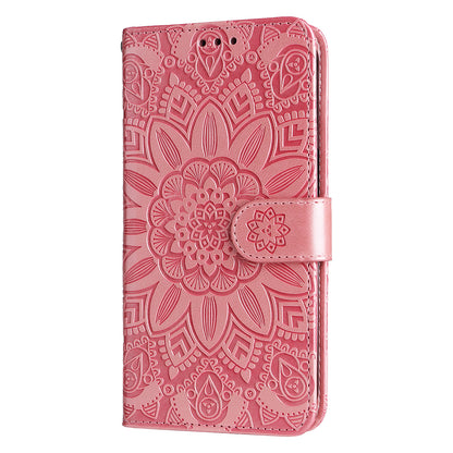 For Google Pixel 7 5G PU Leather Wallet Cover Sunflower Imprinted Flip Stand Case