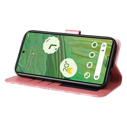 For Google Pixel 7 5G PU Leather Wallet Cover Sunflower Imprinted Flip Stand Case