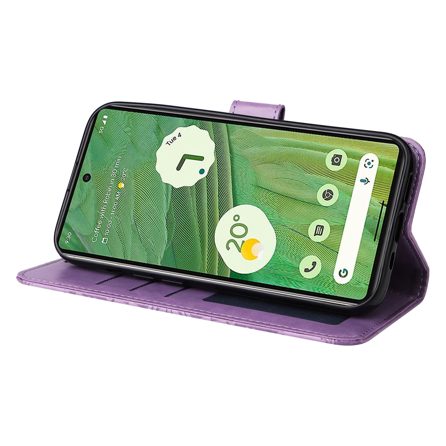 For Google Pixel 7 5G PU Leather Wallet Cover Sunflower Imprinted Flip Stand Case