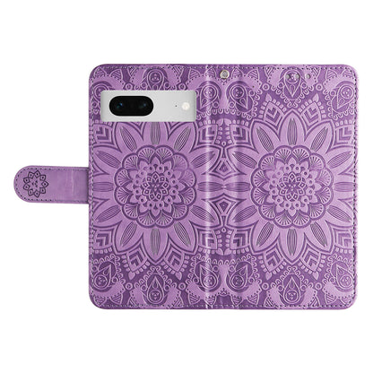 For Google Pixel 7 5G PU Leather Wallet Cover Sunflower Imprinted Flip Stand Case