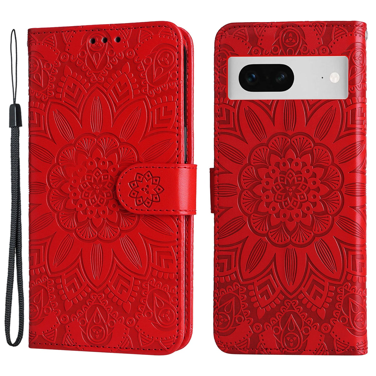 For Google Pixel 7 5G PU Leather Wallet Cover Sunflower Imprinted Flip Stand Case