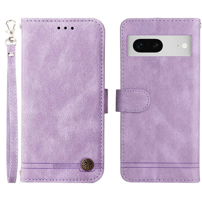 For Google Pixel 7 5G Anti-Scratch Phone Stand Case Wallet Imprinted Lines Stand Skin-touch Leather Cover