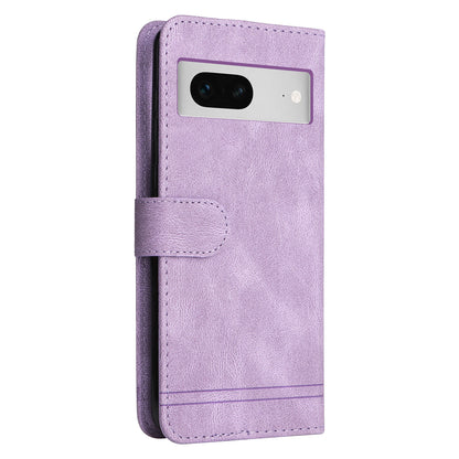 For Google Pixel 7 5G Anti-Scratch Phone Stand Case Wallet Imprinted Lines Stand Skin-touch Leather Cover