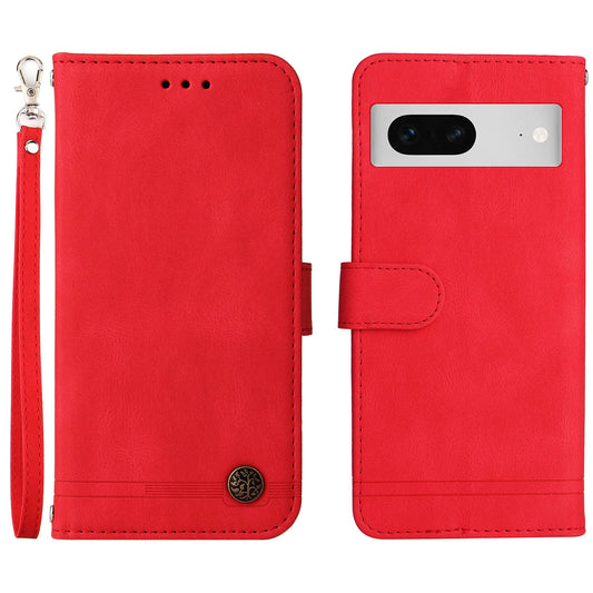 For Google Pixel 7 5G Anti-Scratch Phone Stand Case Wallet Imprinted Lines Stand Skin-touch Leather Cover